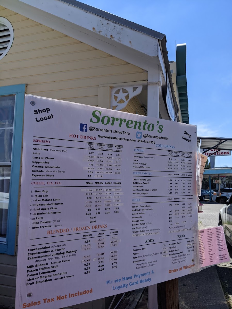 Sorrento's Coffee Drive-Thru Menu-10