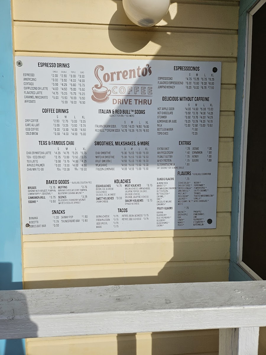 Sorrento's Coffee Drive-Thru Menu-2