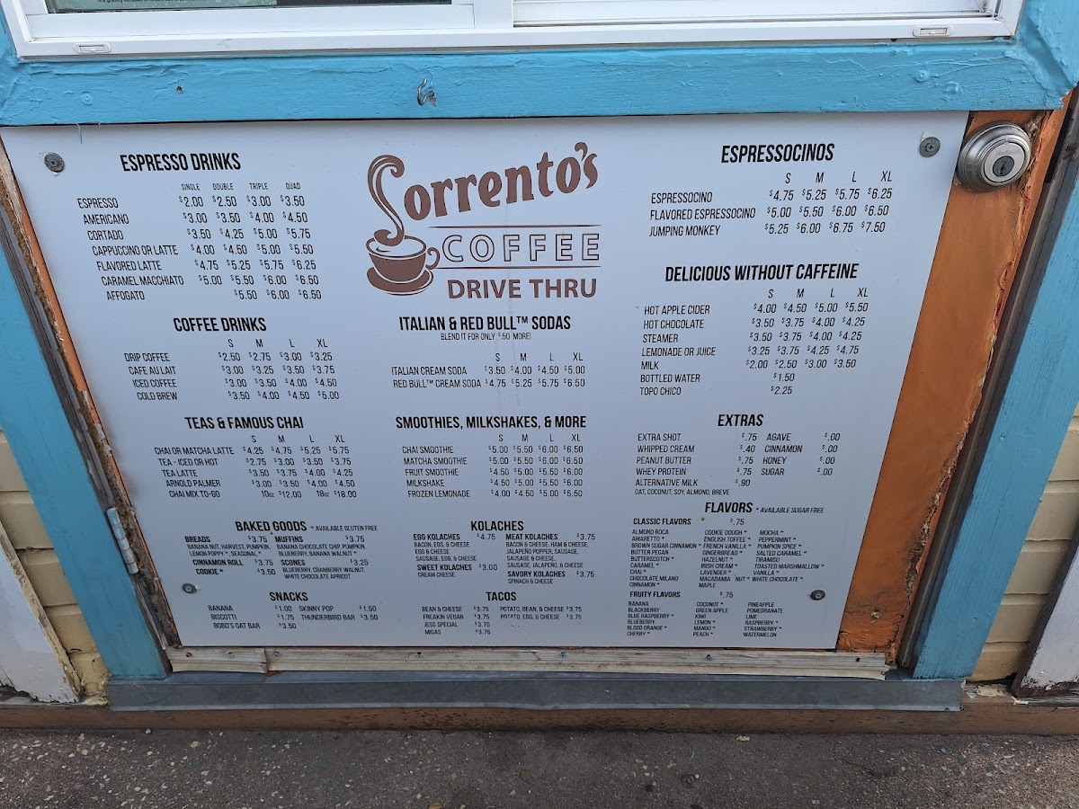 Sorrento's Coffee Drive-Thru Menu-3