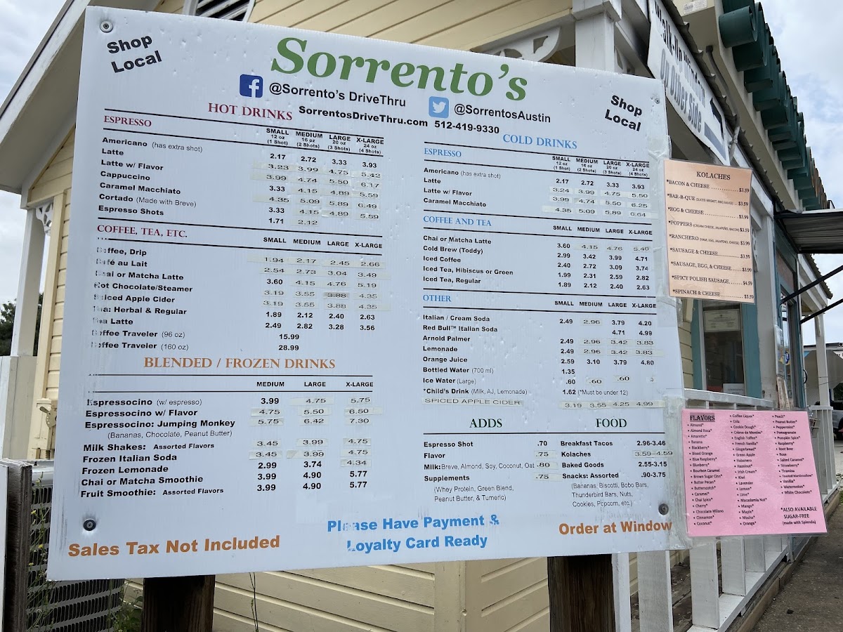 Sorrento's Coffee Drive-Thru Menu-6