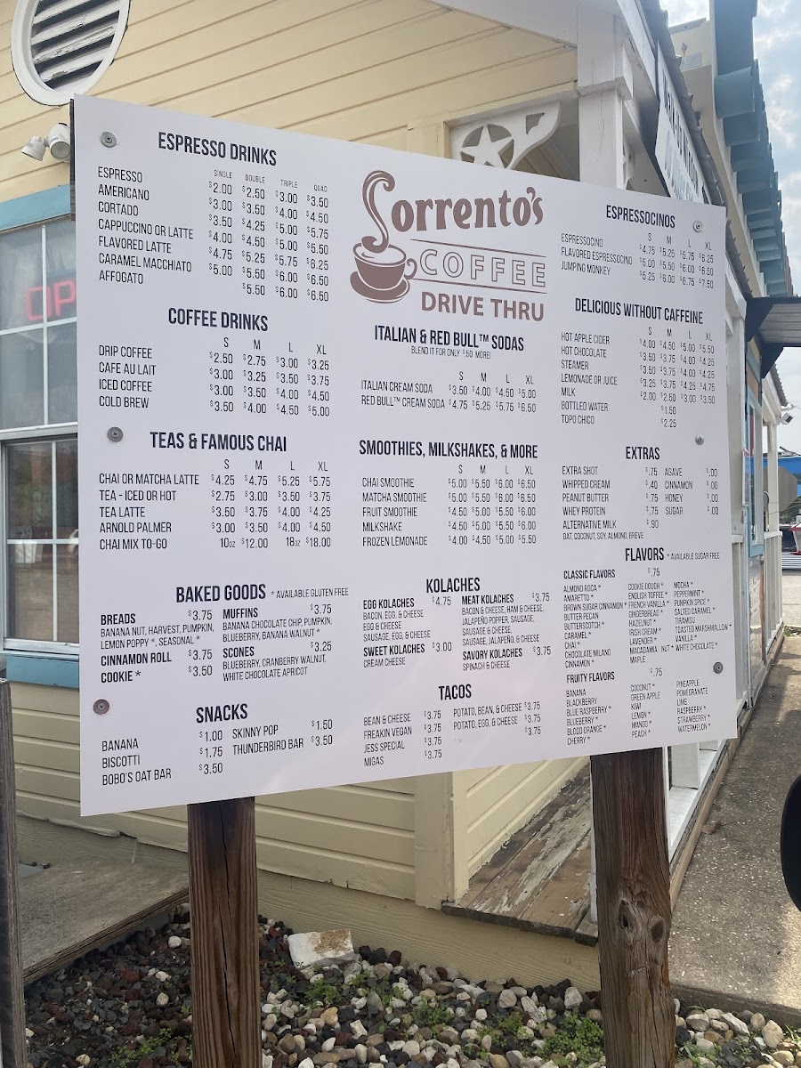 Sorrento's Coffee Drive-Thru Menu-8